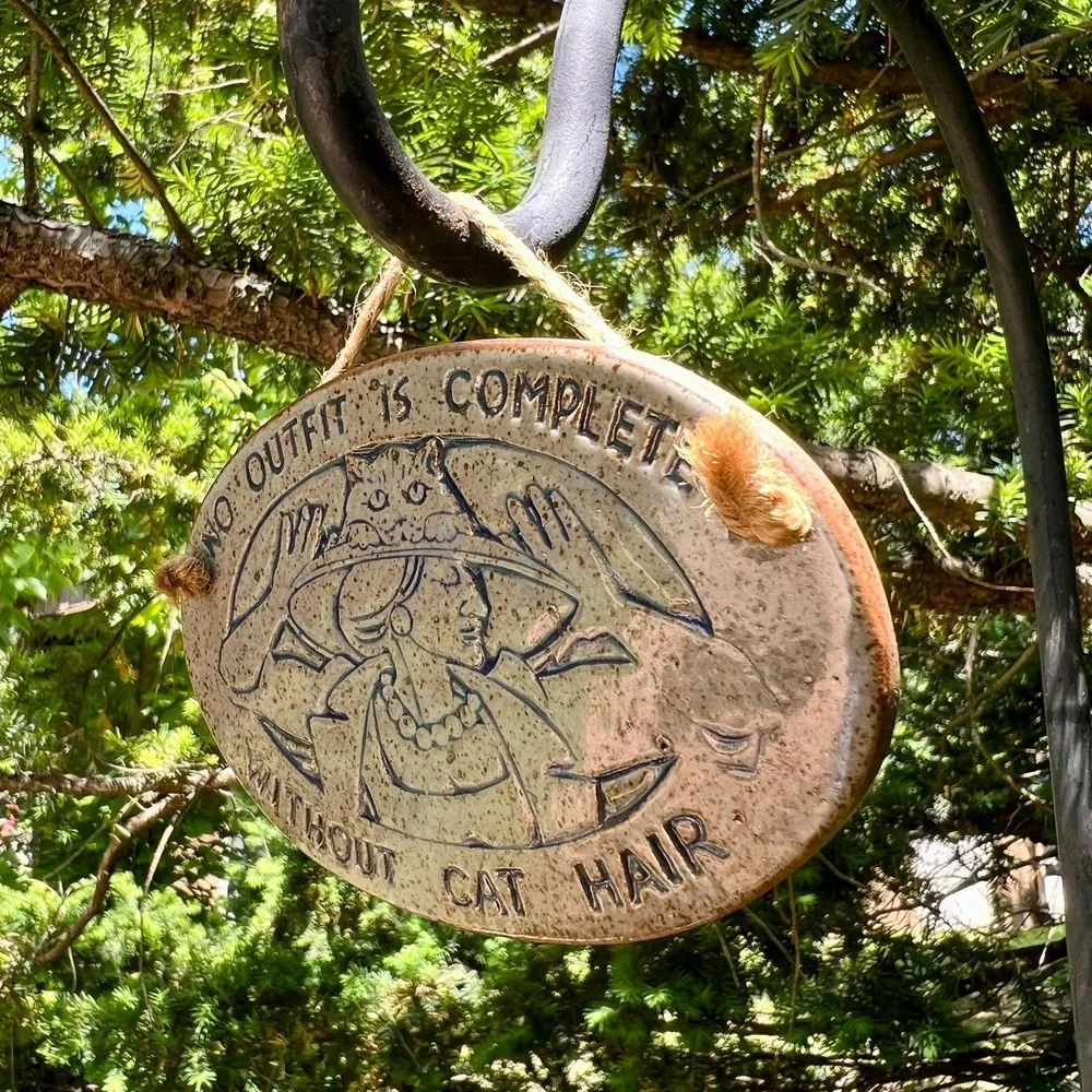 Pottery Cat Hanging Wall Decor Sign